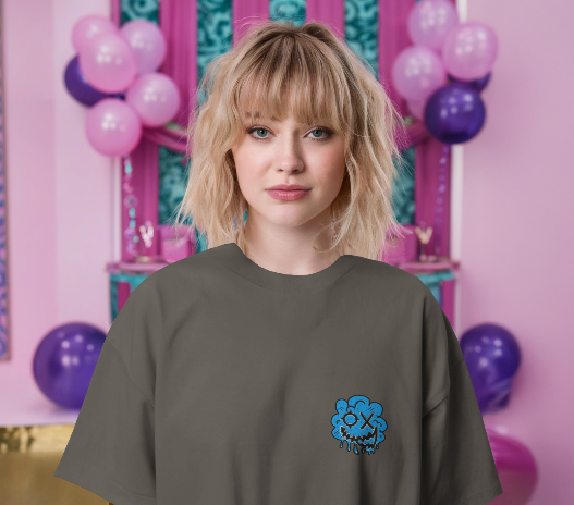 Artistic Blue Cloud Unisex Garment-Dyed T-Shirt - Streetwear Style with Blue Graffiti Design