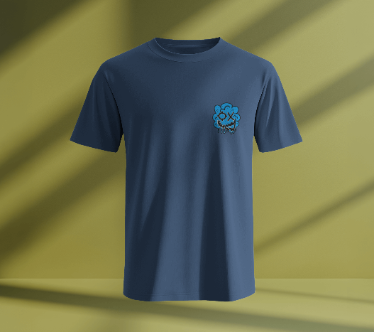 Artistic Blue Cloud Unisex Garment-Dyed T-Shirt - Streetwear Style with Blue Graffiti Design