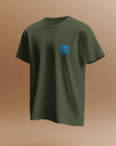 Artistic Blue Cloud Unisex Garment-Dyed T-Shirt - Streetwear Style with Blue Graffiti Design
