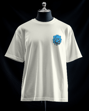 Artistic Blue Cloud Unisex Garment-Dyed T-Shirt - Streetwear Style with Blue Graffiti Design