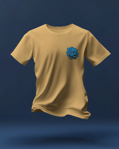 Artistic Blue Cloud Unisex Garment-Dyed T-Shirt - Streetwear Style with Blue Graffiti Design