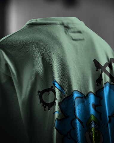 Artistic Blue Cloud Unisex Garment-Dyed T-Shirt - Streetwear Style with Blue Graffiti Design